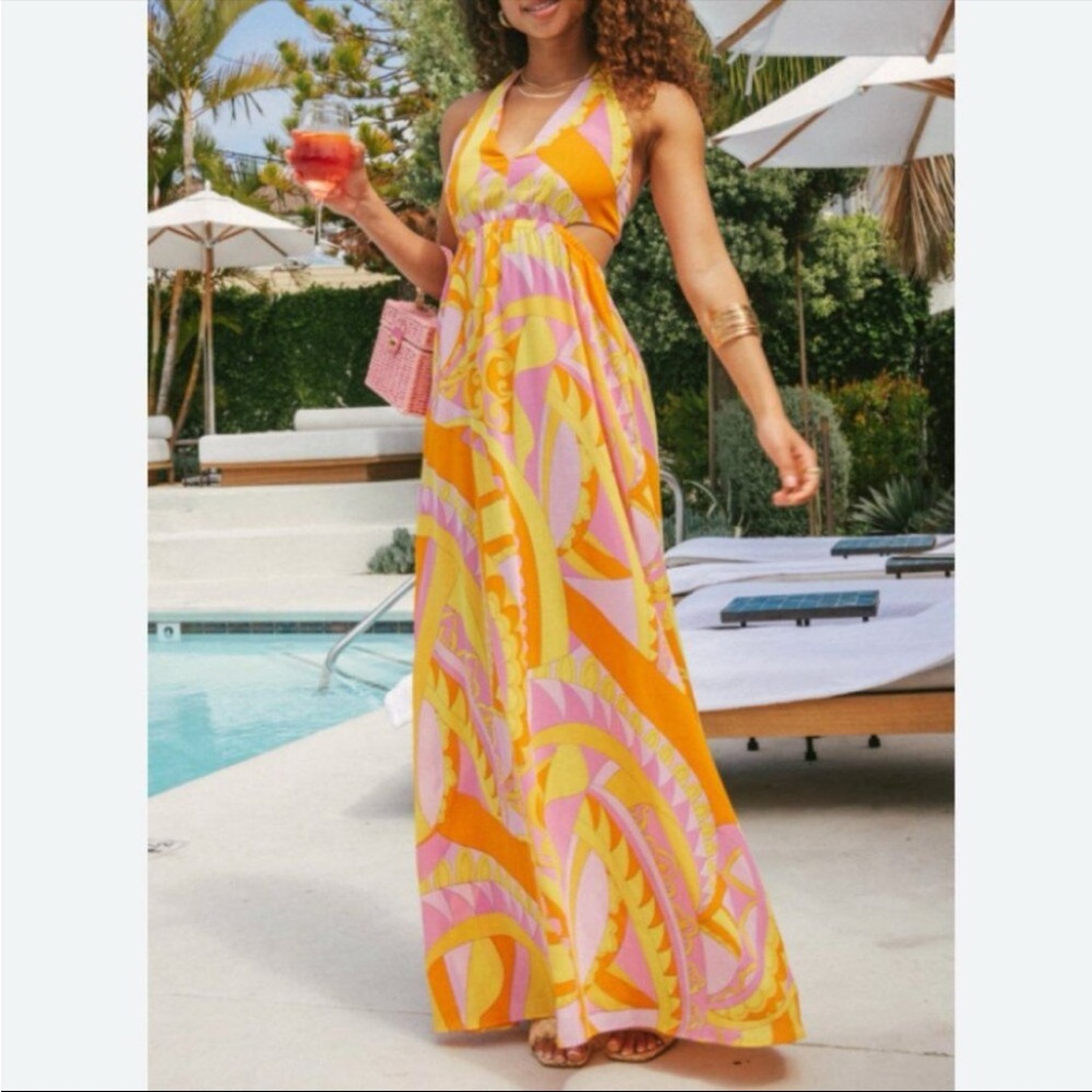 Show Me Your MuMu Orange and Pink Maxi Dress